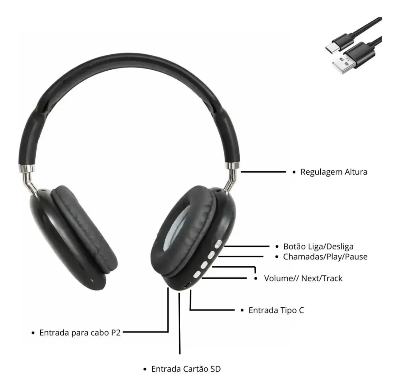 Fone headset bluetooth P9 - Foto 5