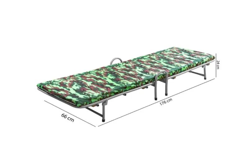 Cama Dobrável De Solteiro Prata Com Colchão Imbutido Para Camping - Foto 2