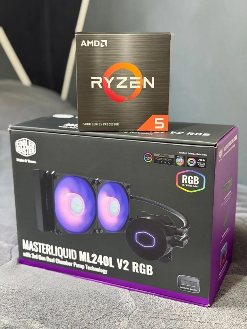KIT Water Cooler Masterliquid ML240 V2 RGB e Processador Ryzen 5 5500
