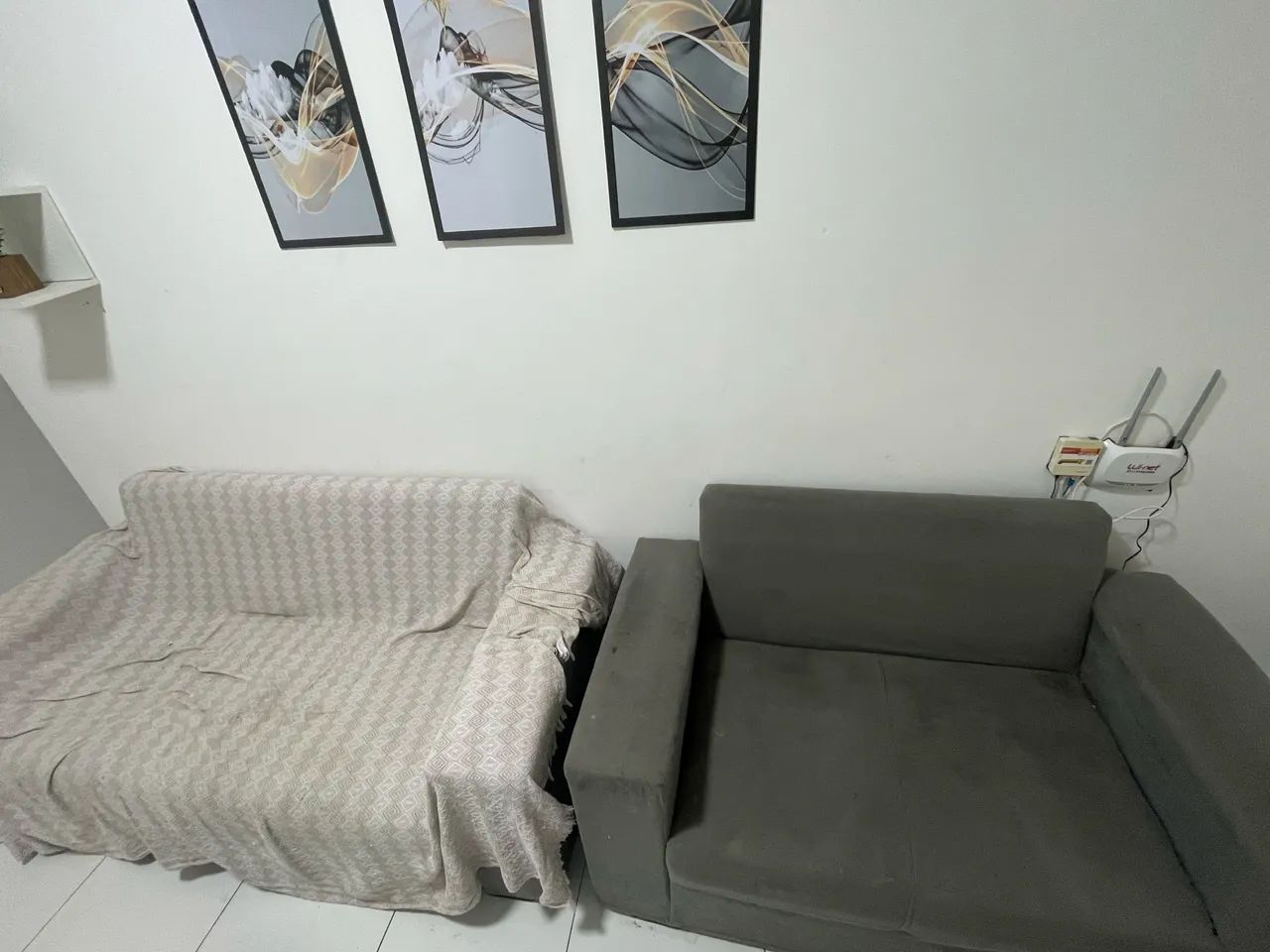 Sofá 2 módulos cinza em ótimo estado - R$ 300 (negociável) - Foto 2