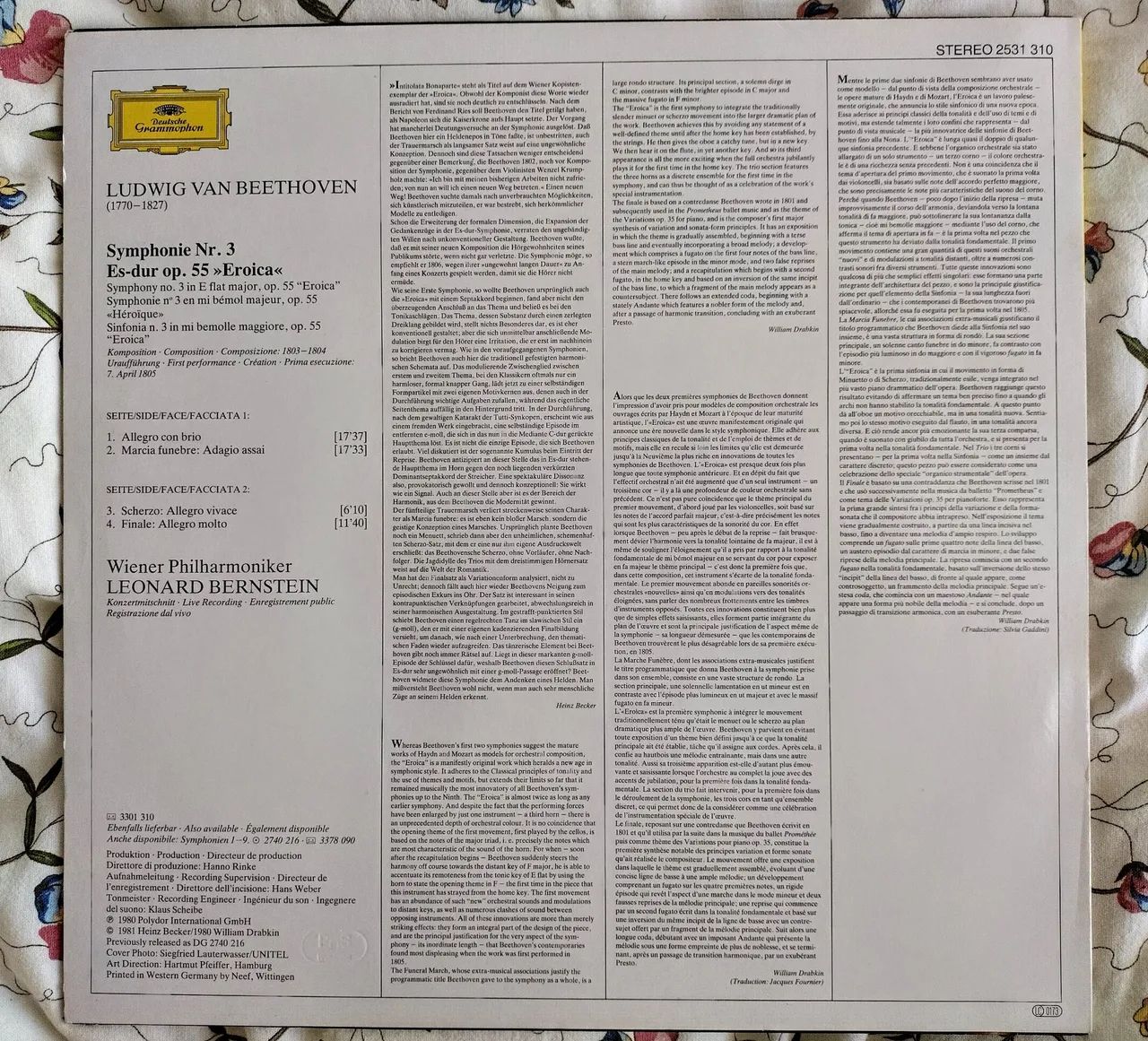Vinil Sinfonia n°3 de Beethoven Regência Leonard Bernstein - Foto 2