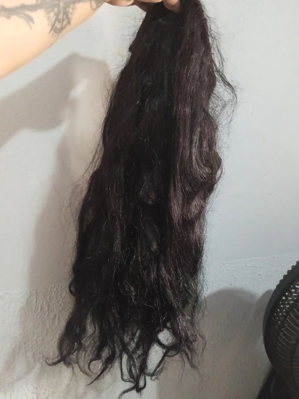 Mega har cabelo humano  preto 55 cm 6 - Foto 3