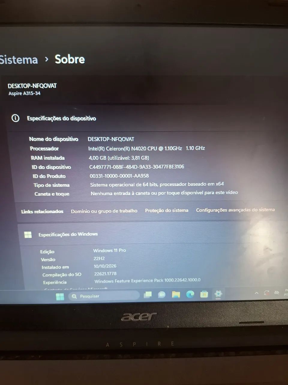 Vendo notebook Acer aspire 3 - Foto 2