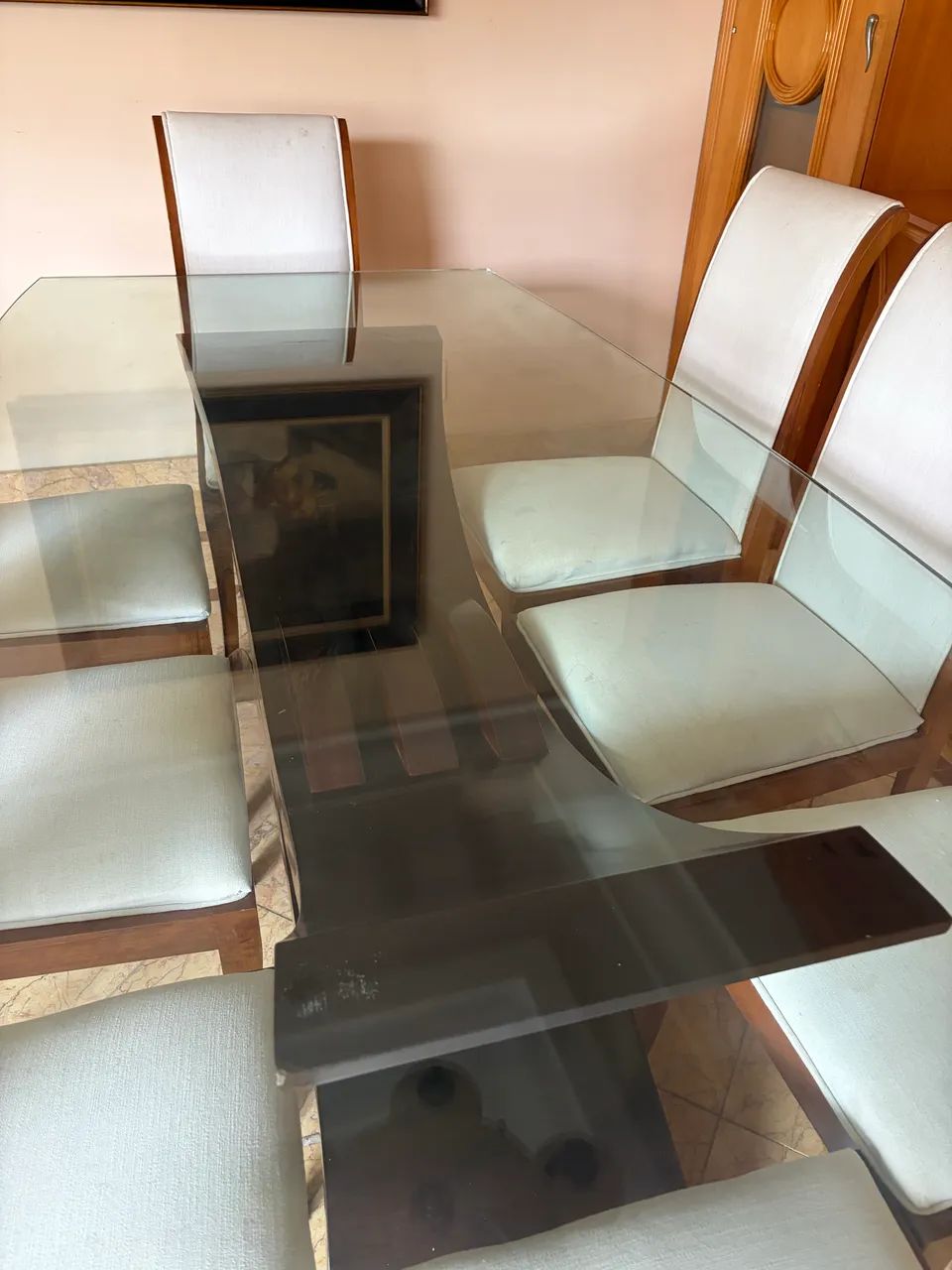 Mesa com 8 lugares com tampo de vidro - Foto 2