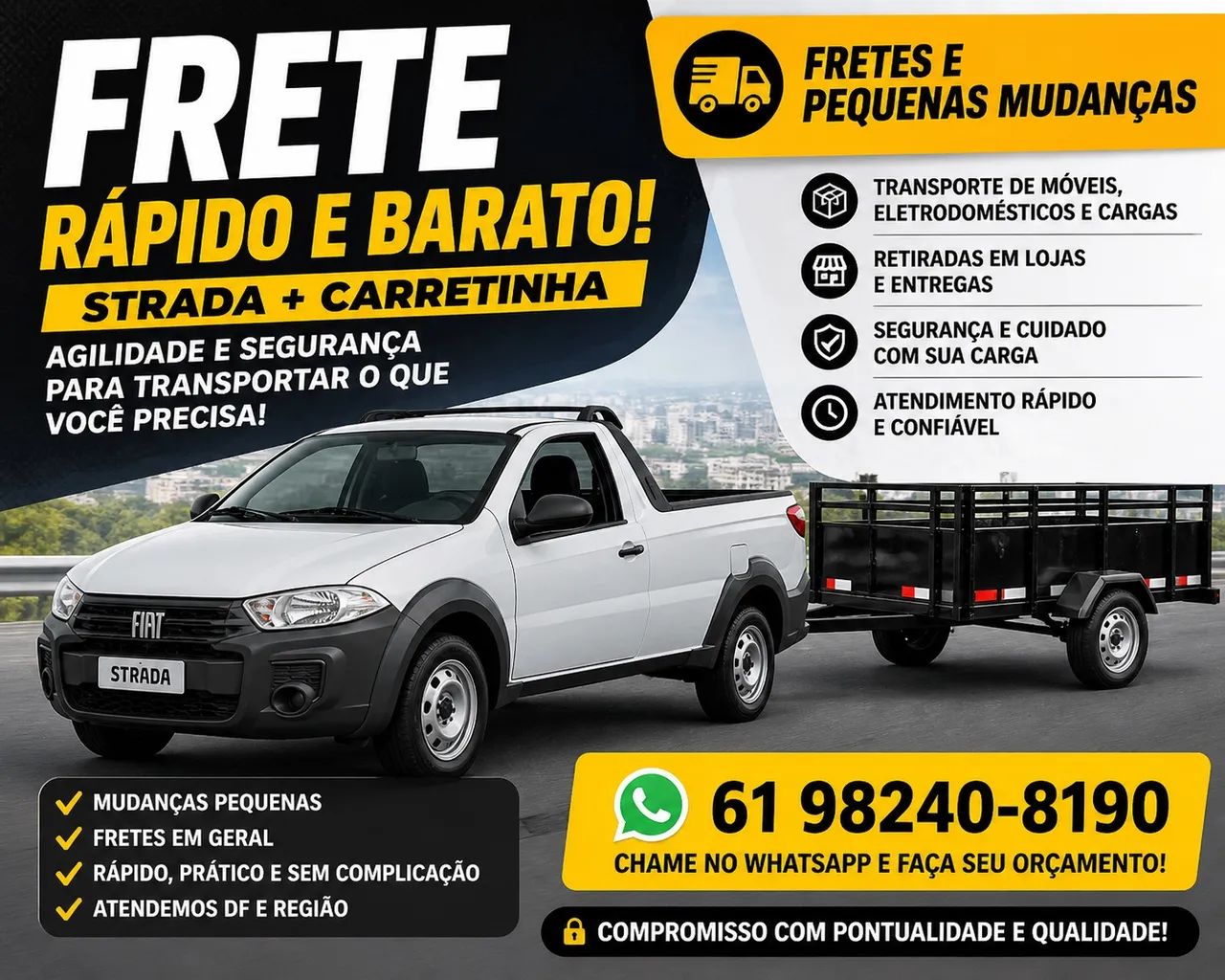 FRETE RÁPIDO E BARATO - STRADA + CARRETINHA
