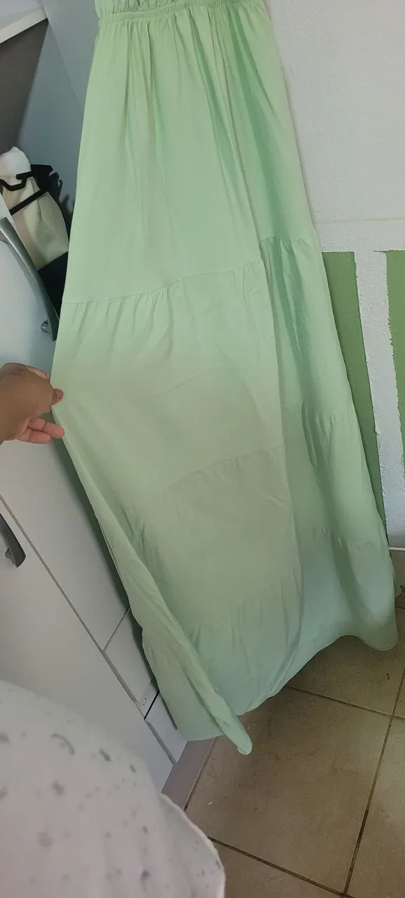 Vestido longo verde-claro/mint - Foto 4