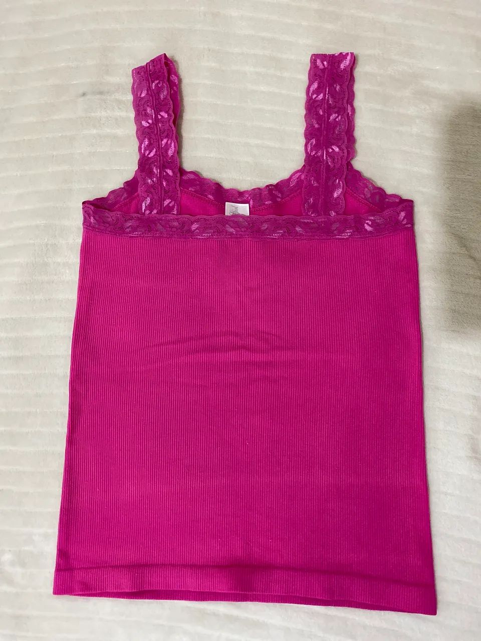 regata de renda rosa (Tamanho M) - Foto 2