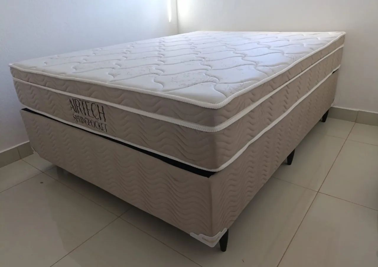 Cama box airtech Ortoboom 138x188 casal padrão 