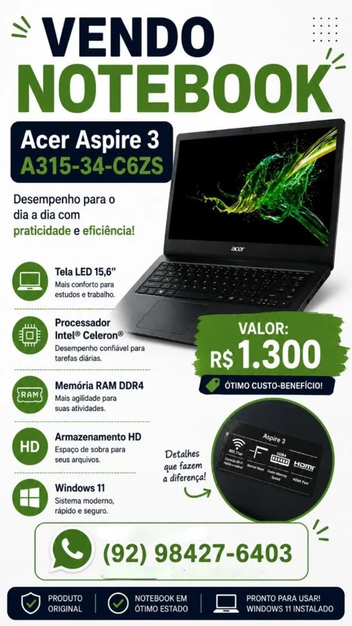 Notebook ACER aspire 3 linux