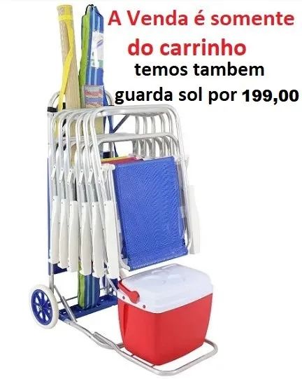 Carrinho Mesa De Praia Alumínio c/ Bolsa c/ avanço