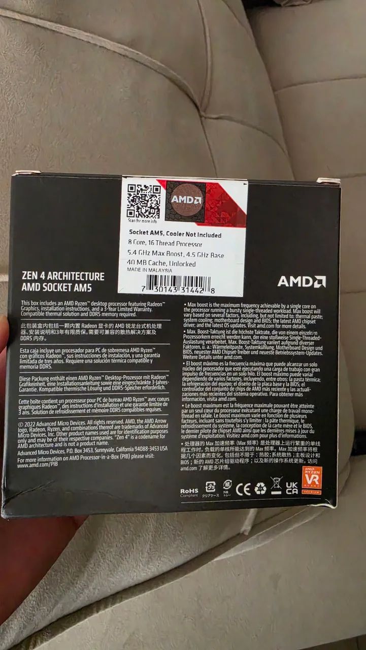 Ryzen 7 7700X AM5 Nota e Caixa - Foto 2