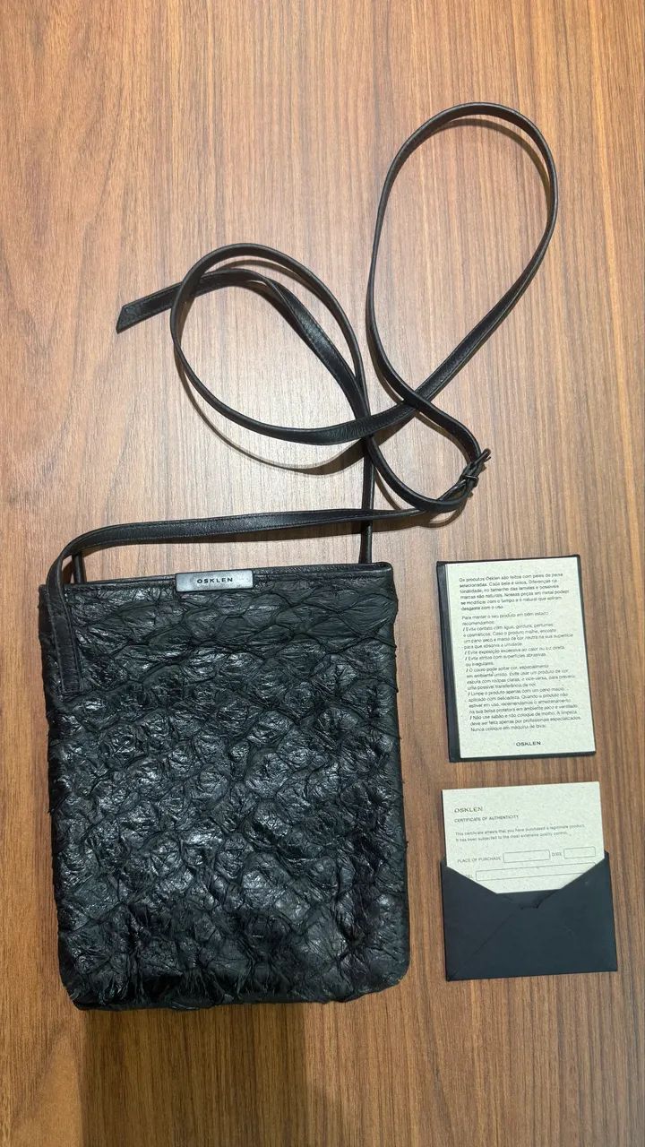 Osklen Pirarucu Mini Flat Bag Preta Original
