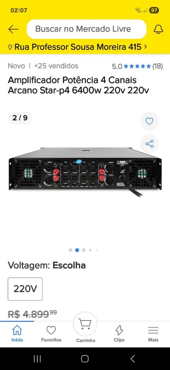 Amplificador de potência 4 canais arcano star-p4 6400 wats rms 220V  - Foto 6
