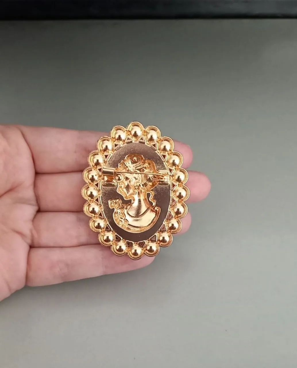 Broche de Camafeu Rosa com Pérolas (novo) - Foto 5