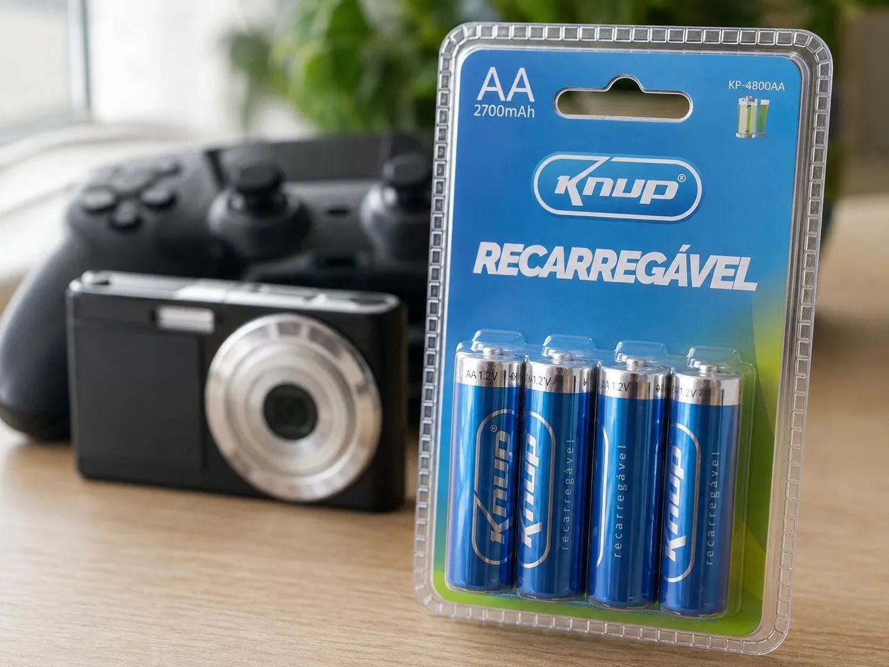 Kit 4 Pilhas Recarregáveis AA 2700mAh 1,2V - Foto 3