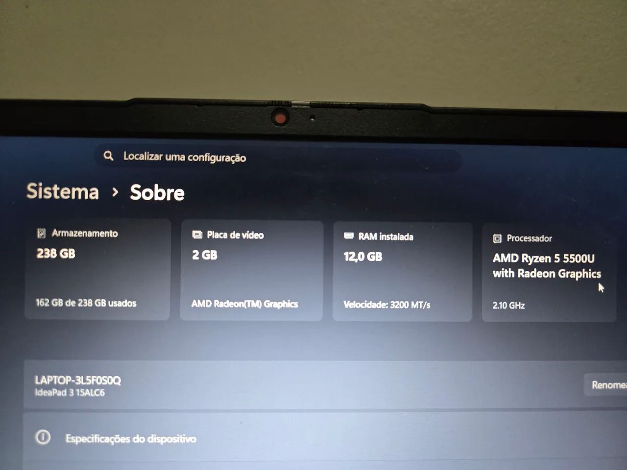 Notebook Lenovo Ryzen 5, 12GB Ram, 256SSD - Foto 2