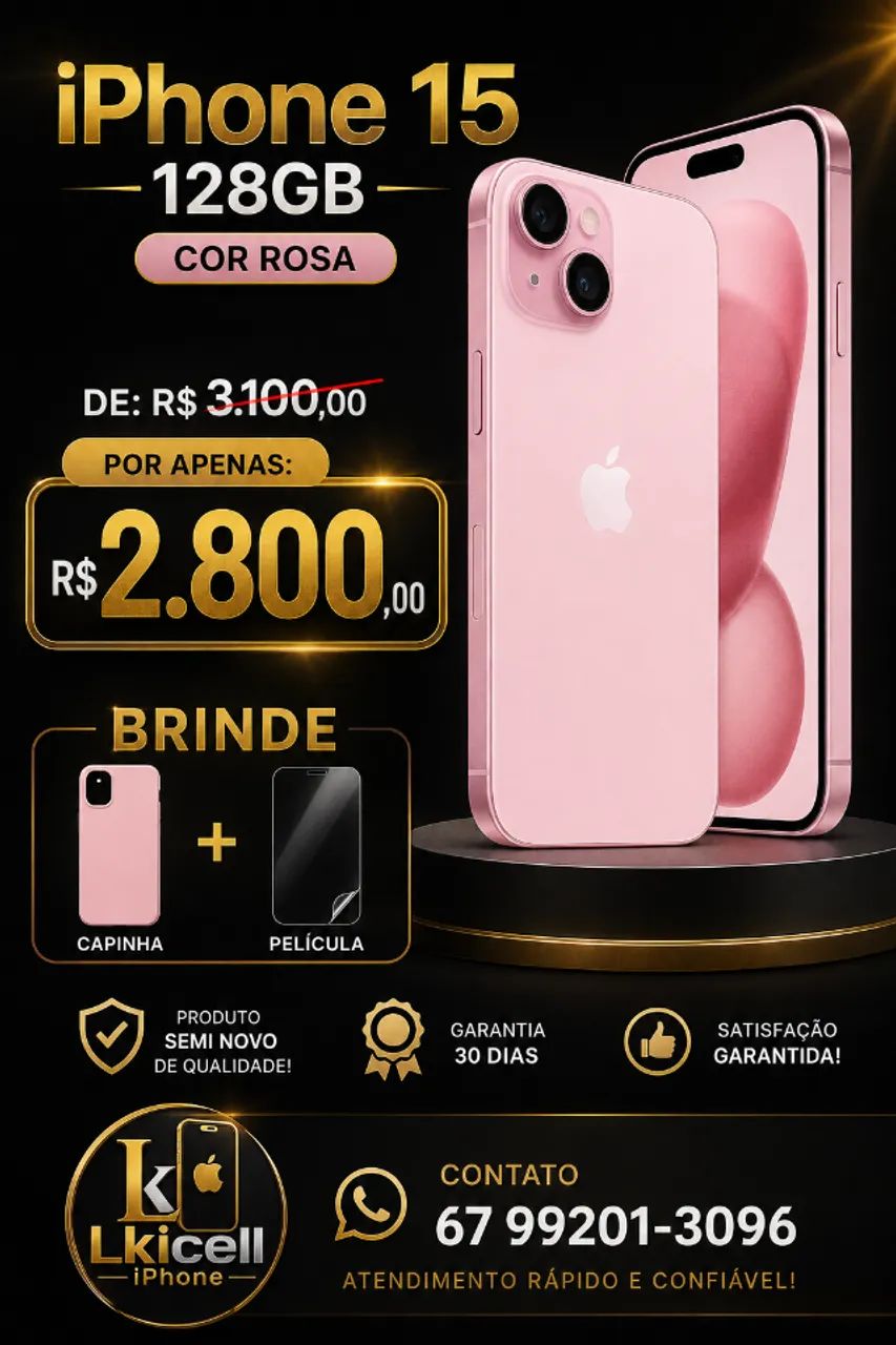 IPHONE 15 DA MELHOR QUALIDADE SOMENTE COM A LKICELL! - Foto 2