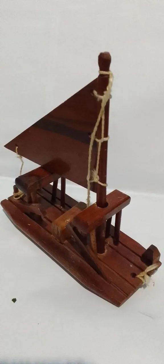 Jangada e barquinho de madeira artesanal - Foto 4