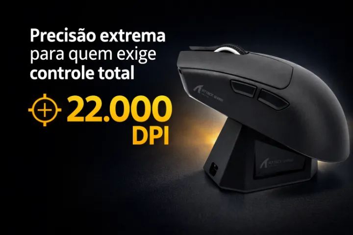 Mouse Gamer Attack Shark X11 22000dpi Sem Fio Usb Bluetooth Preto - Foto 2