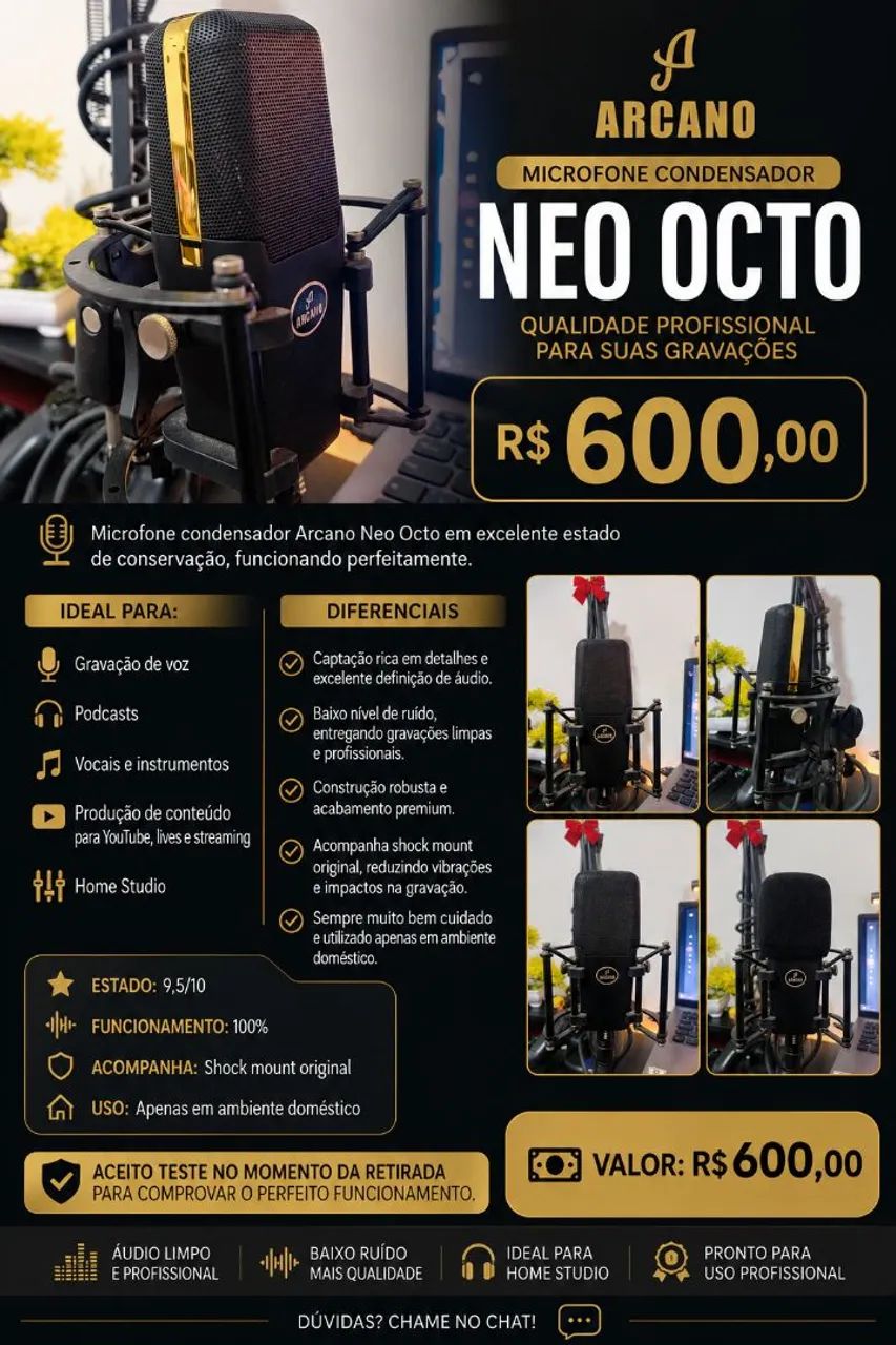Microfone Condensador Arcano Neo Octo  - Foto 2