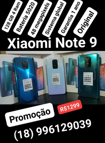 Promoção Xiaomi Note 9 128 GB 4 Ram 48 megapixels R$1299