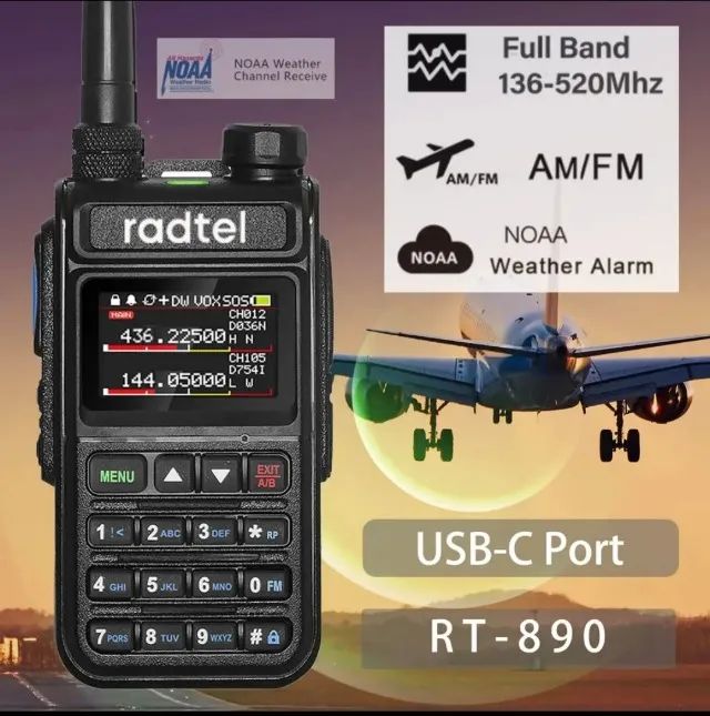 Radtel-Banda completa Ham Radio, 999CH, AM Air Aviation, Scanner a cores, Marinha NOAA