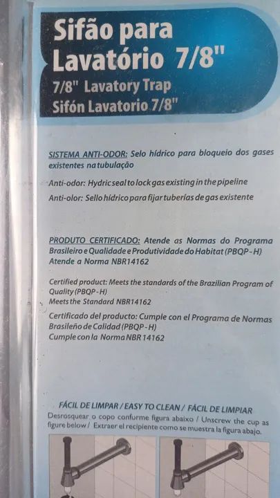 Sifão para lavatório 7/8" - Foto 2