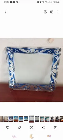 Prato Quadrado Decorativo Borda Azul