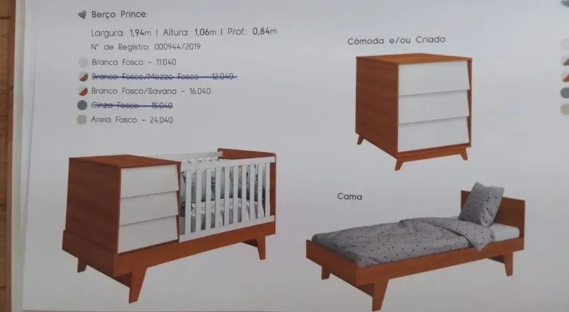 Berço de Bebê Branco e Madeira - com colchão  - Foto 3