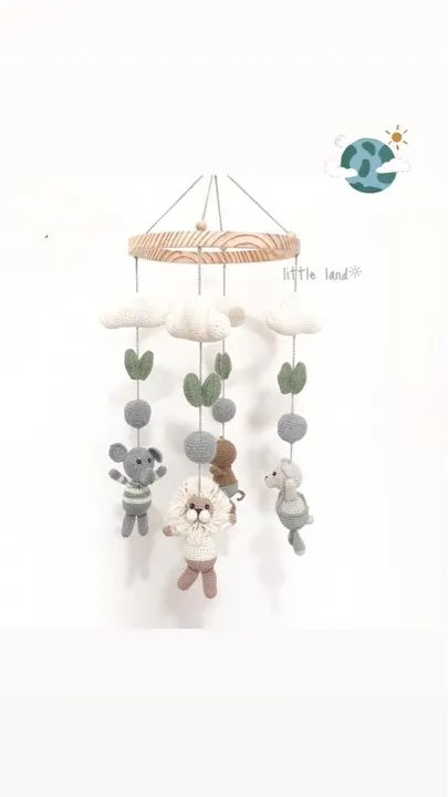 Móbile de crochê para bebê - Safari