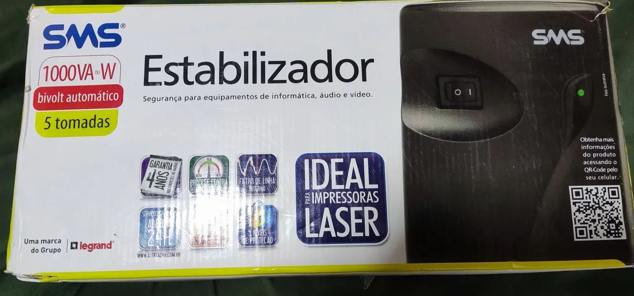 Estabilizador SMS 1000VA Bivolt Automático 5 Tomadas