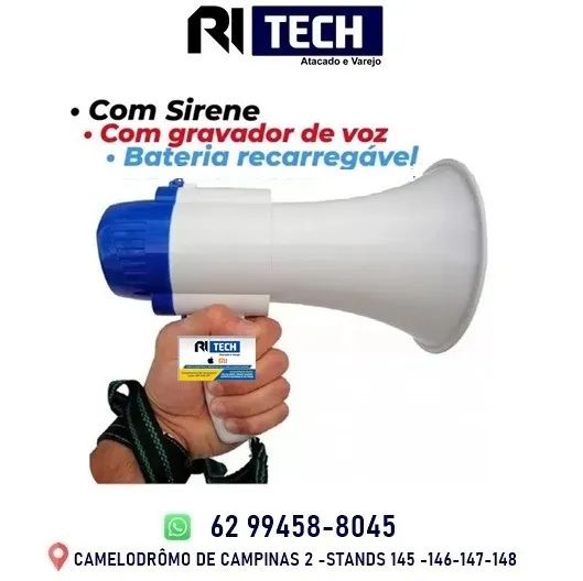 Megafone com Bateria Rec.e Gravação de Áudio