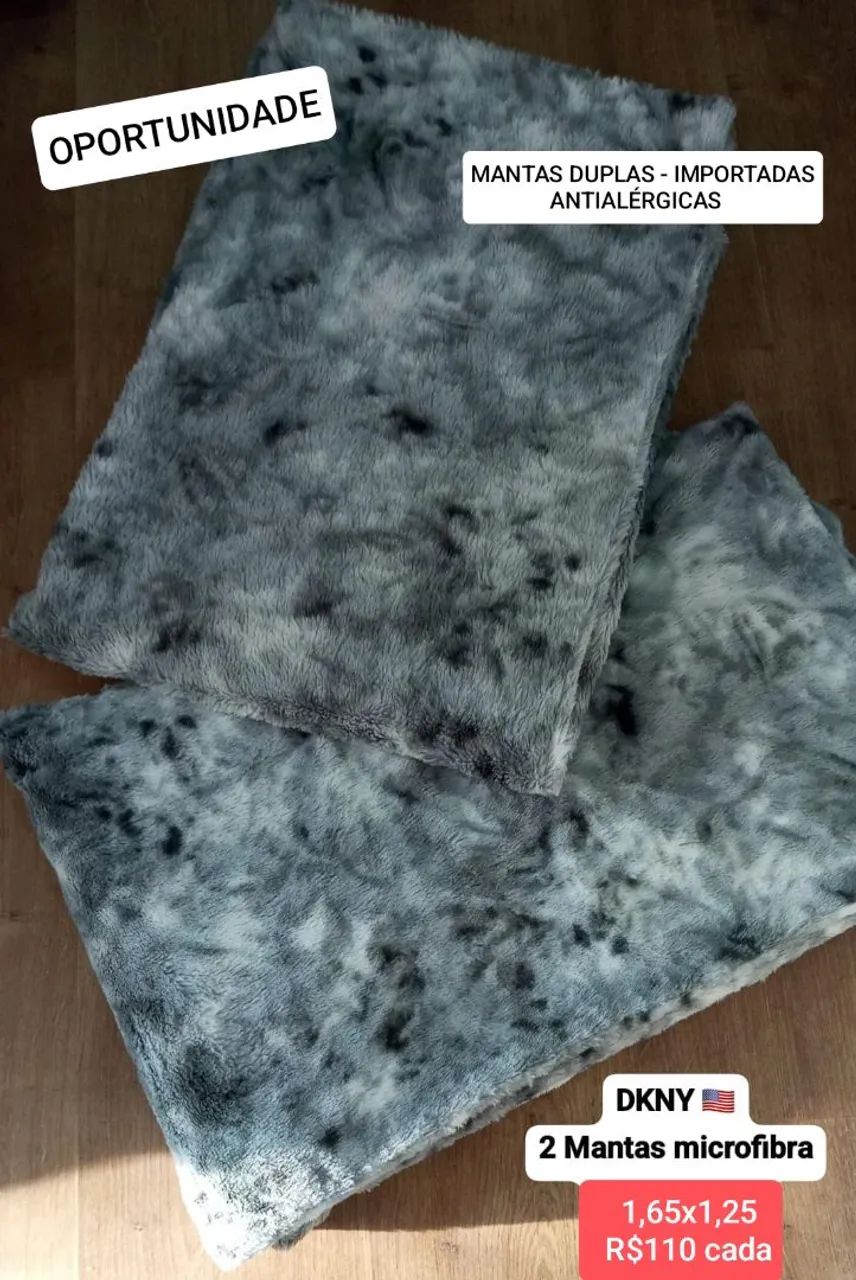 2 Mantas Duplas de Microfibra DKNY - Conforto e estilo!