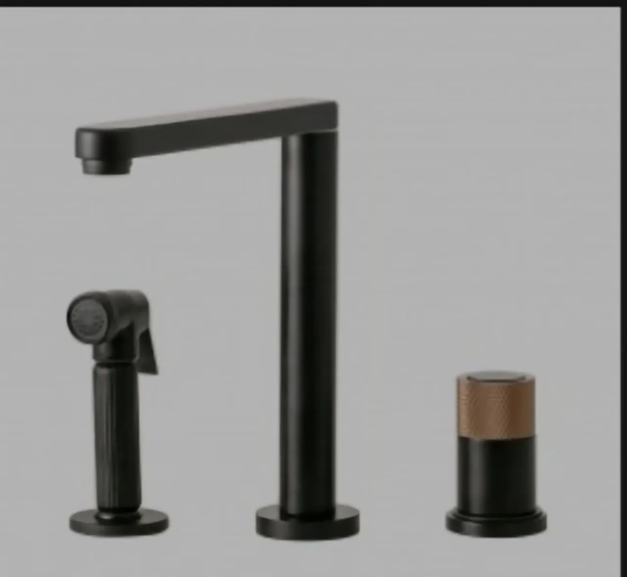 Conjunto de Torneira Gourmet com misturador monocomando com desviador Preta e Rosé,  