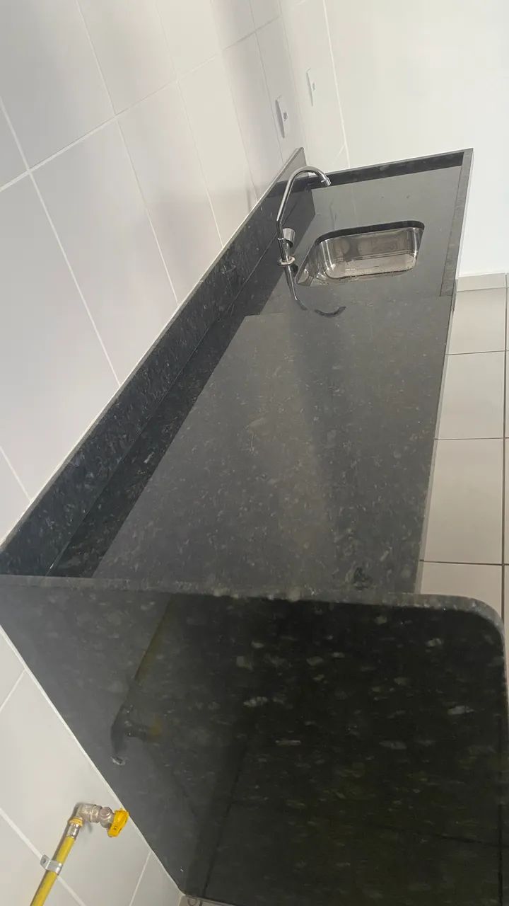 Bancada em granito Verde Ubatuba (205x60cm) com Cuba de aço inoxidavel + Torneira - Foto 6
