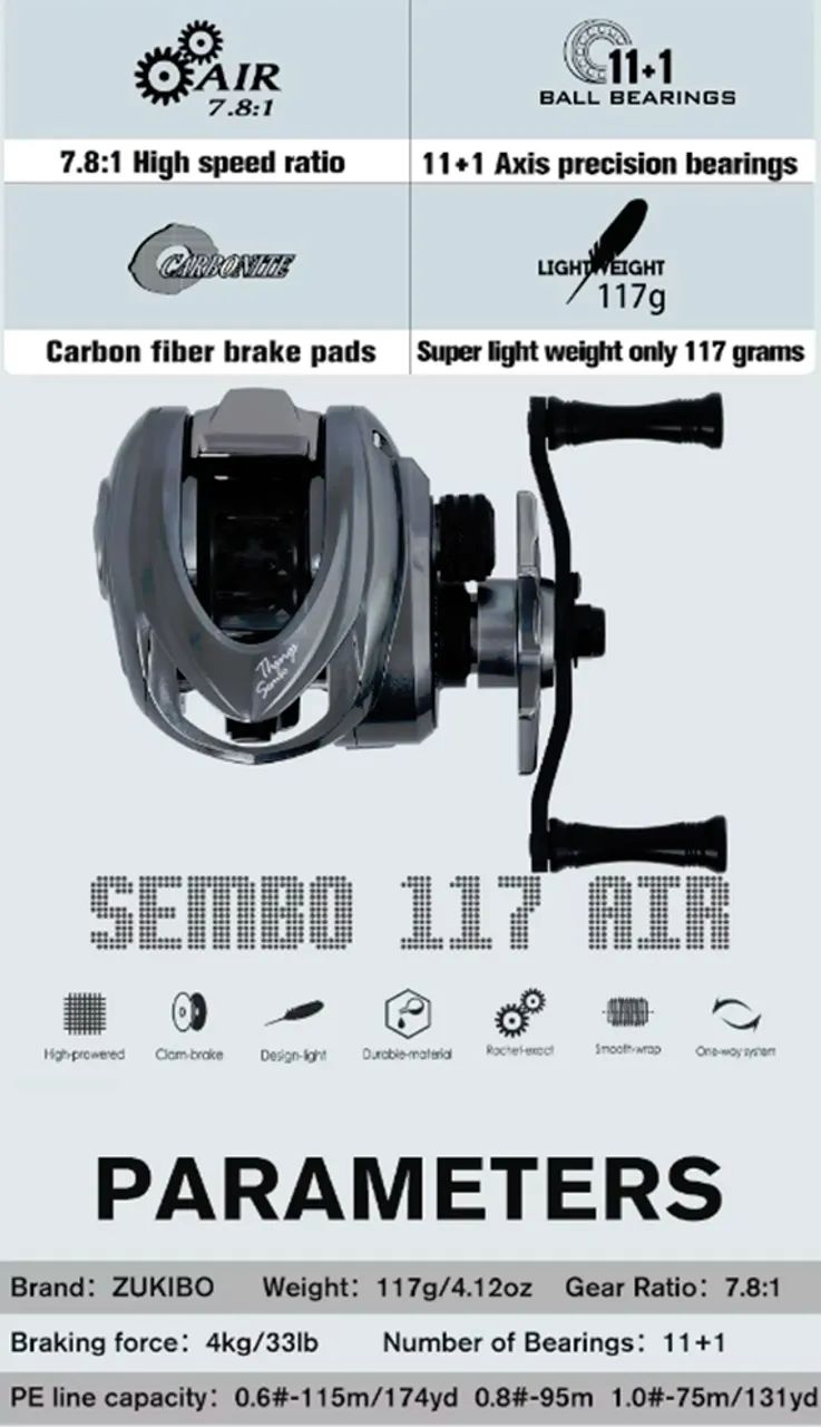 Carretilha de pesca ultraleve 117g, "Manivela lado direito" - Foto 2