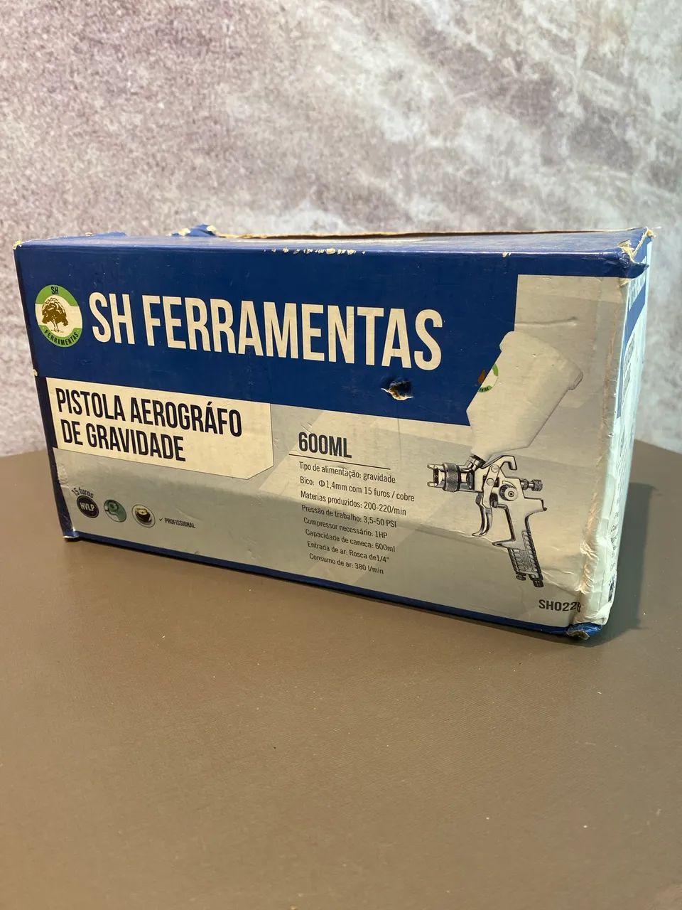Pistola Aerógrafo de Gravidade SH Ferramentas 600ml.  