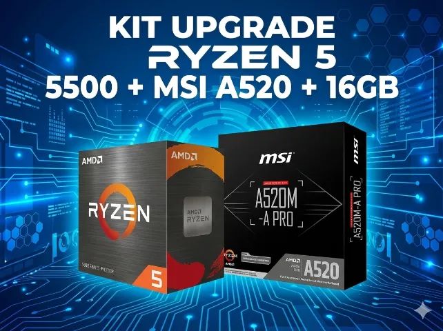 Kit Placa mãe Msi A520m A Pro + Processador Ryzen 5500 e 16gb
