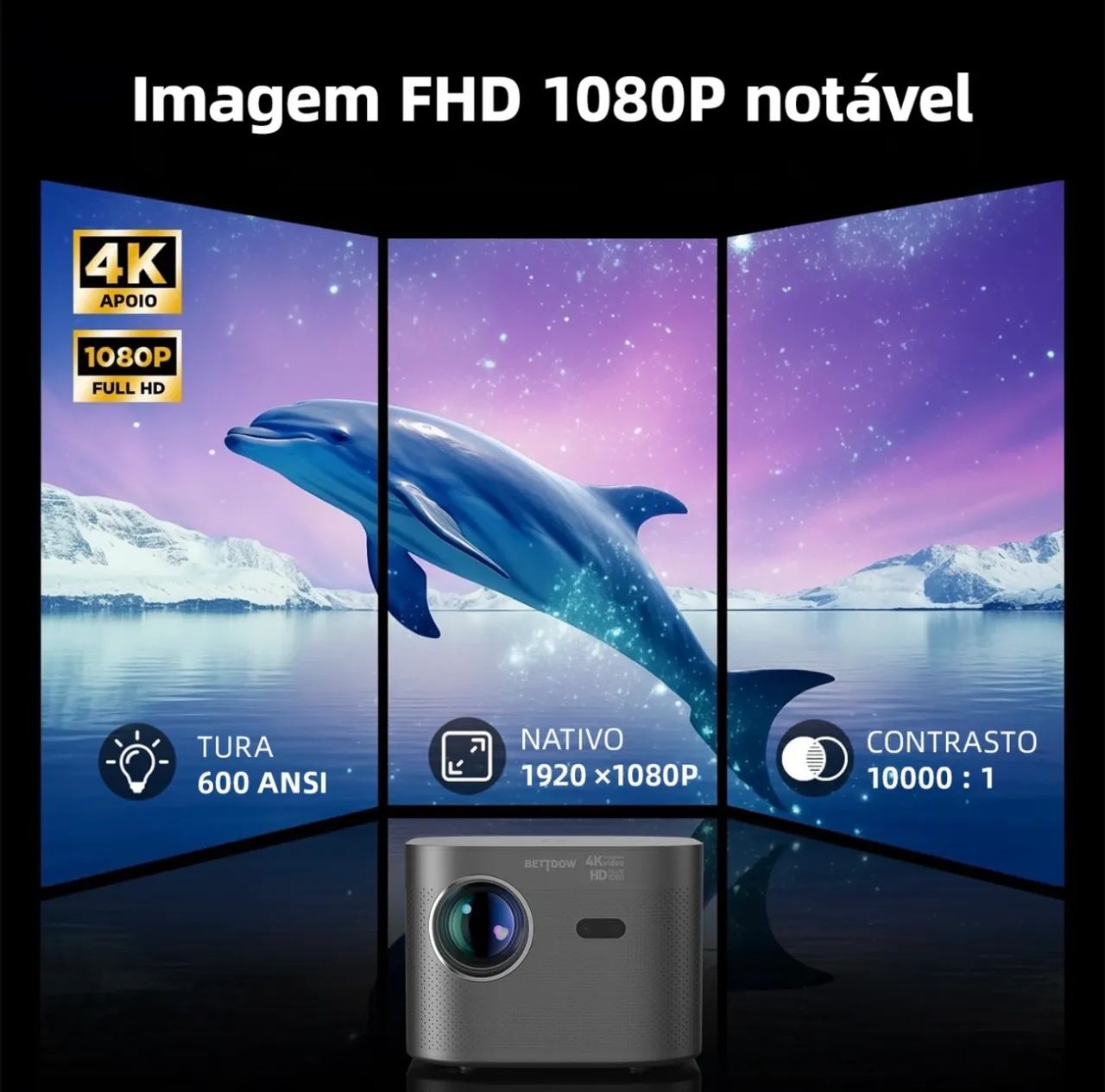 Projetor BETTDOW 4K Full HD 1080P - Foto 2
