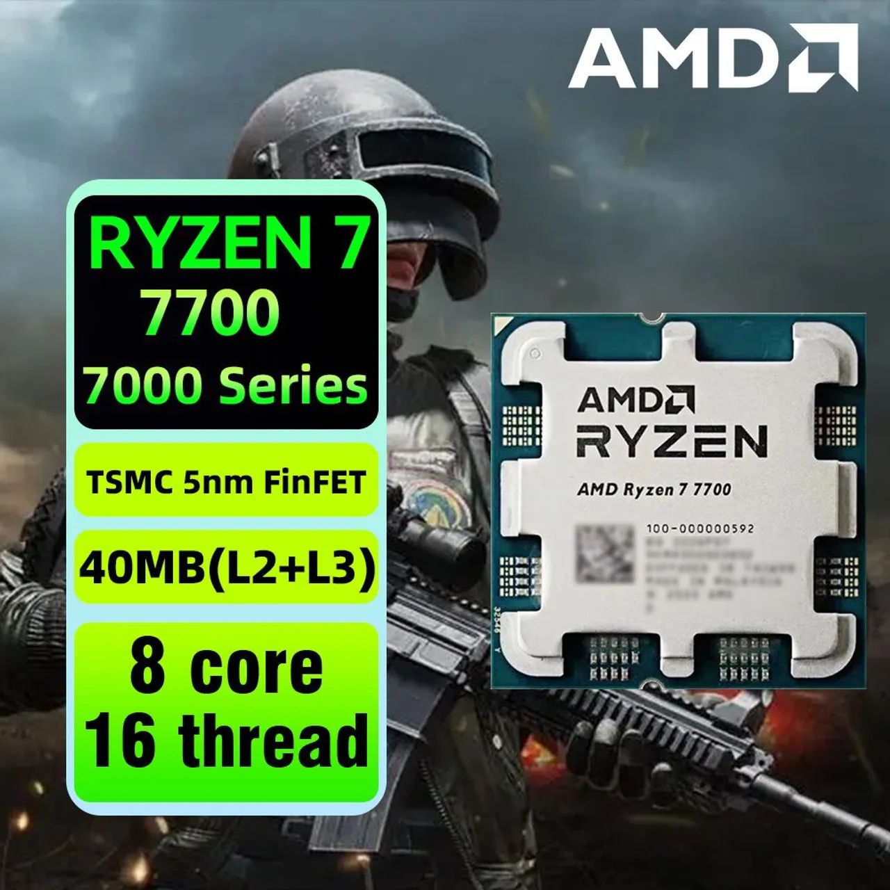 Processador AMD Ryzen 7 7700 3.8GHz (5.3GHz Turbo), 8-Cores 16-Threads, AM5 rx rtx Ddr5