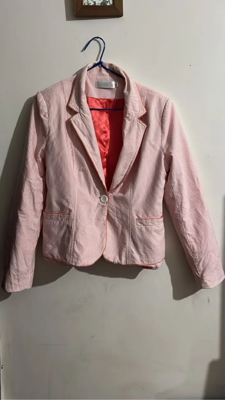 Blazer  listrado rosa feminino