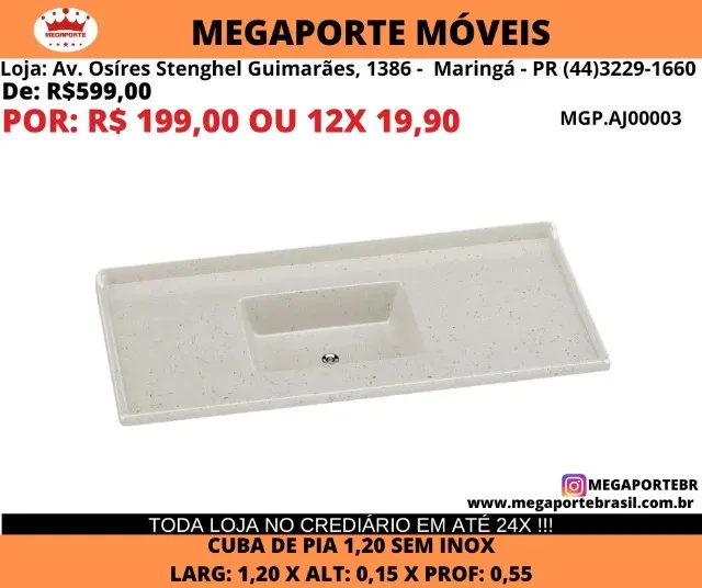 Pedra de Pia Marmorite 1,20 Aj