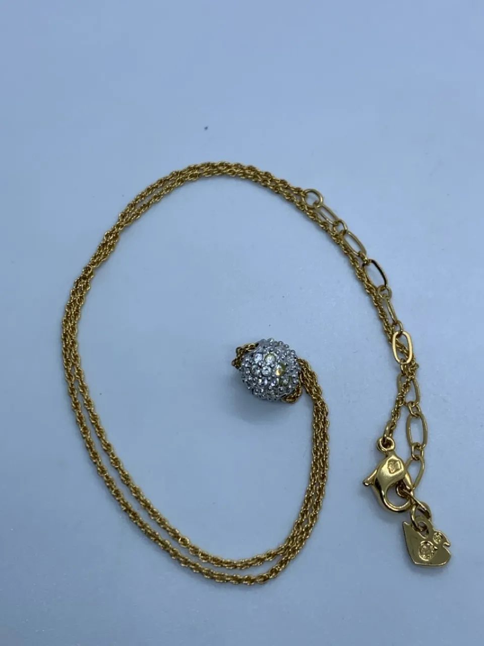 swarovski colar dourado pingente de esfera com cristais - Foto 2