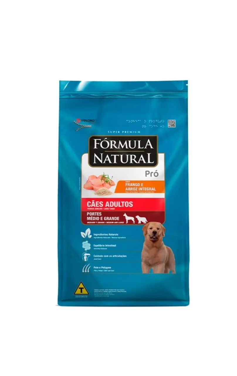 Ração Fórmula Natural Pró Adulto Frango e Arroz - Médio e Grande