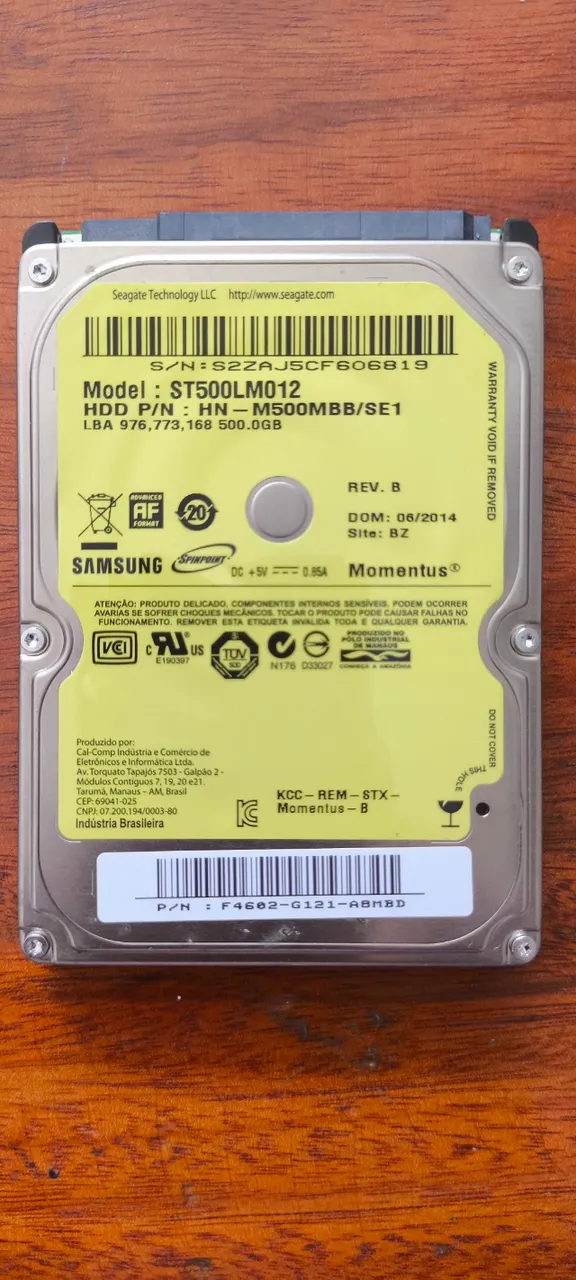 HD Samsung 500GB Usado Saudável