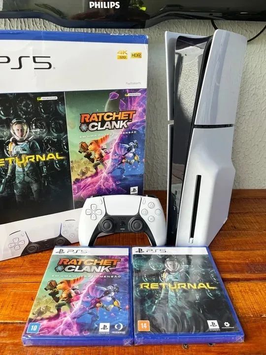 PS5 Playstation 5 Slim Físico Novinho Na Caixa Com 500 Jogos 2 Controles Parcelo s/ Juros - Foto 4