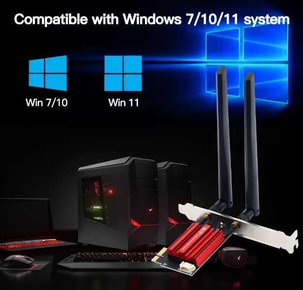 Adaptador de Internet Sem Fio Fenvi AC1200, WiFi 5, Bluetooth 4, 1200Mbps, 2.4G, PC [Novo] - Foto 6