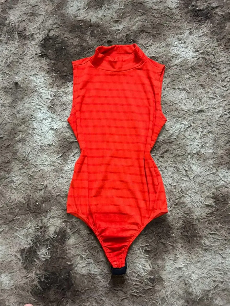 Body Vermelho Canelado Gola Alta
