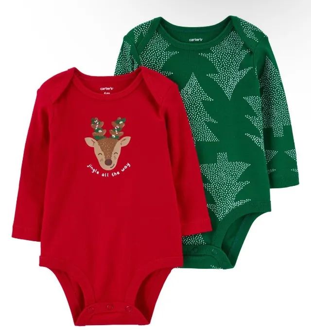 kit 2 bodies Carters Natalino tamanho 6 meses importado (novo)
