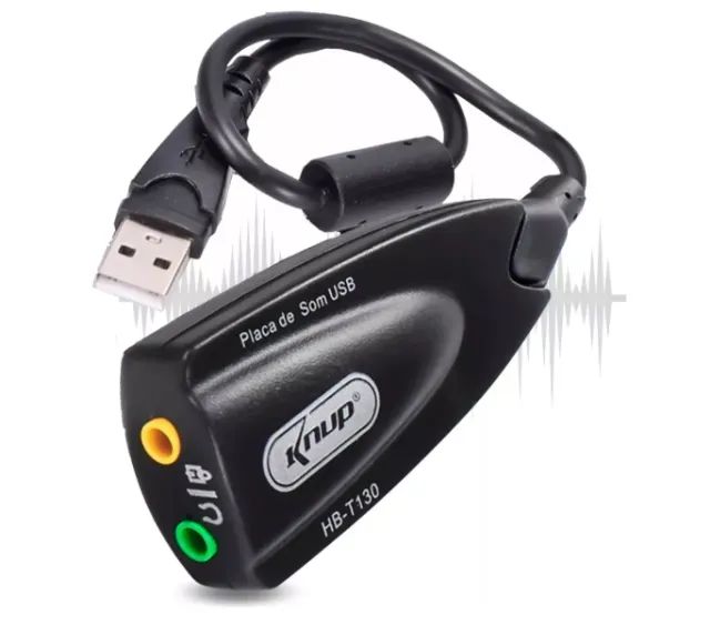 Adaptador Usb Placa De Som Audio 7.1 Knup HB-T130 para Pc e Notebook 
